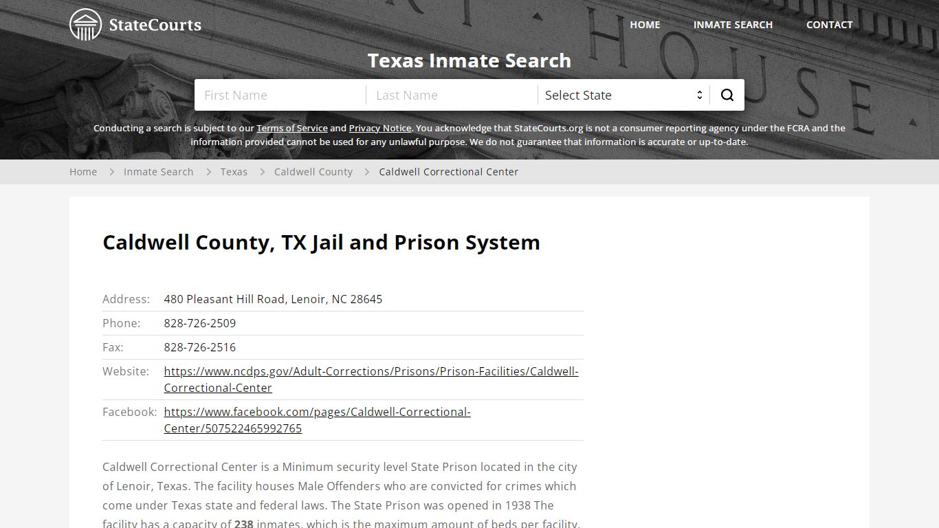 Caldwell Correctional Center Inmate Records Search, Texas ...