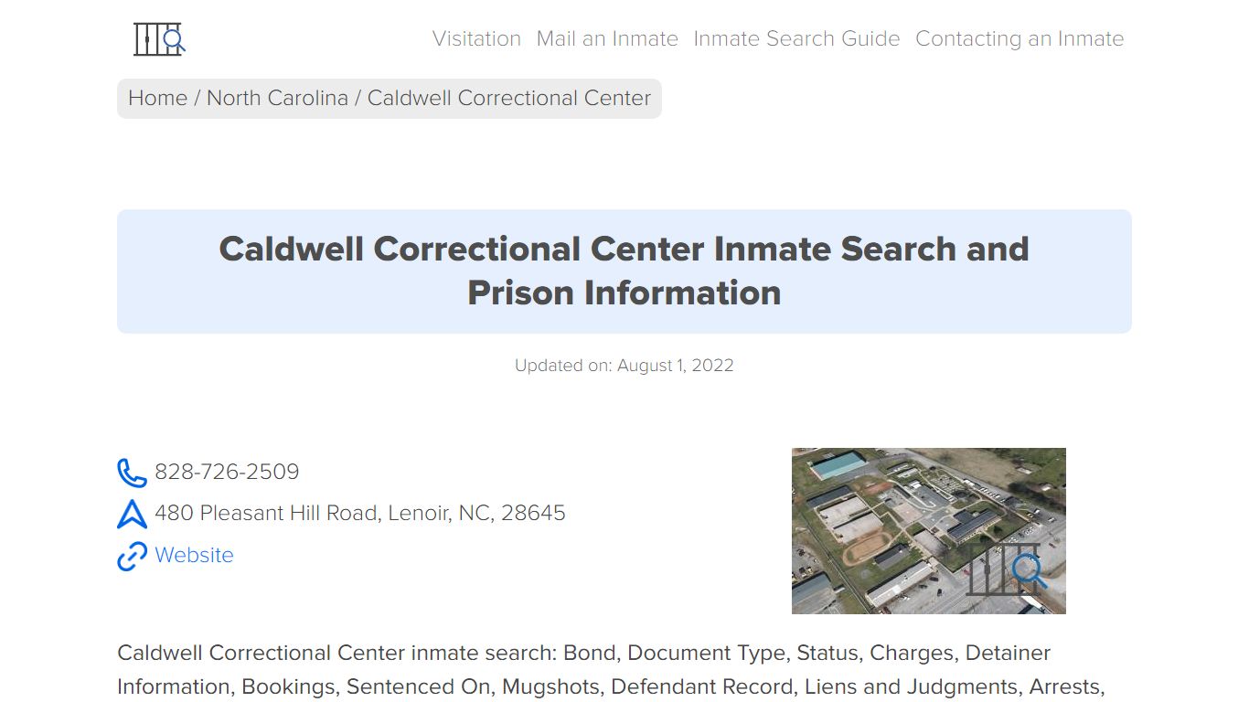 Caldwell Correctional Center Inmate Search, Visitation ...