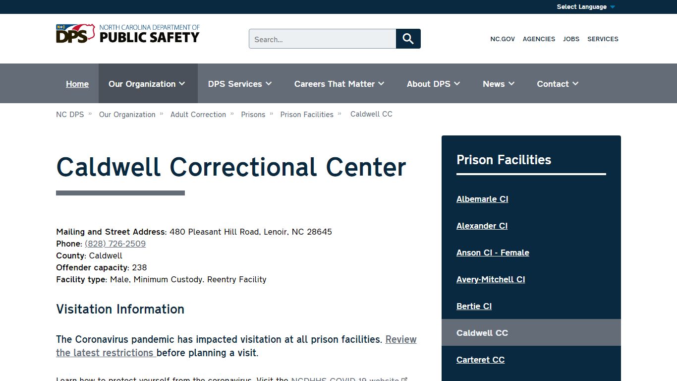 NC DPS: Caldwell Correctional Center